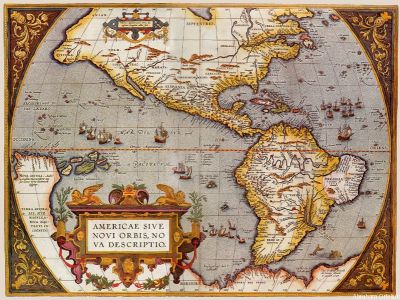 puzzle model Americae sive novi Orbis, nova Descriptio. Map of America