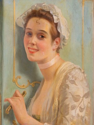 puzzle model Young girl at the door
