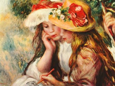 puzzle model Deux filles lisant dans le jardin