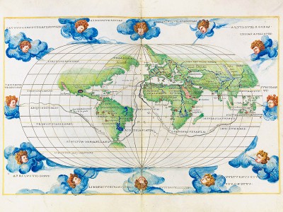 puzzle model World Map with the Route of Magellan and Elcano