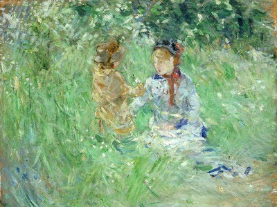puzzle model Femme et enfant dans une prairie à Bougiva