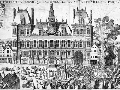 puzzle model Hôtel de Ville de Paris and the Place de Grêve during the reign of Henri IV.