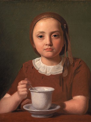 puzzle model Portrait of a Little Girl, with a Cup in front of her