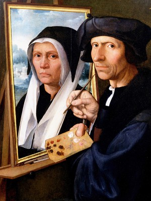 puzzle model Jacob Cornelisz van Oostsanen Painting a Portrait of His Wife (painter's parents)