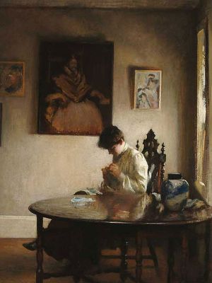 puzzle model Girl Crocheting