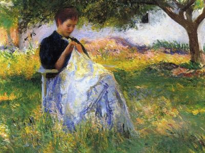puzzle model A Girl Sewing In An Orchard