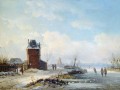 thumbnail Winter canal landscape with view of a Dutch town
