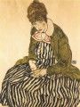 thumbnail Portrait of Edith Schiele with striped dress