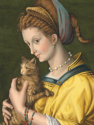 puzzle model Portrait of a young lady holding a cat