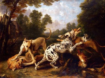 puzzle model Chiens se battant dans une clairière