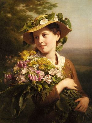 puzzle model Young Beauty Holding A Bouquet Of Flowers