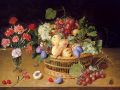 thumbnail Nature morte avec un vase d'oeillets et une corbeille de fruits