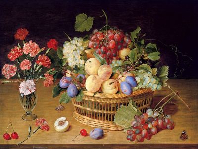 puzzle model Nature morte avec un vase d'oeillets et une corbeille de fruits