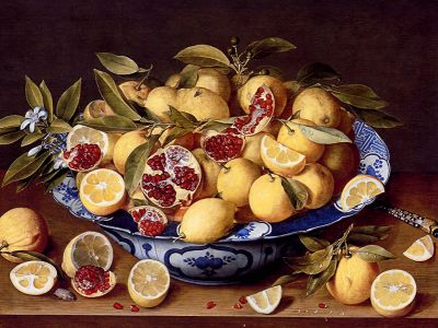 puzzle model Nature morte avec porcelaine chinoise, citrons et grenades