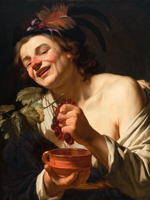 puzzle model Smiling Young Man Squeezing Grapes