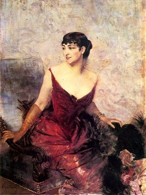 puzzle model Countess De Rasty Seated In An Armchair