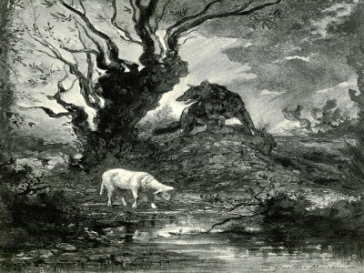 puzzle model The Wolf and the Lamb, Fable by La Fontaine