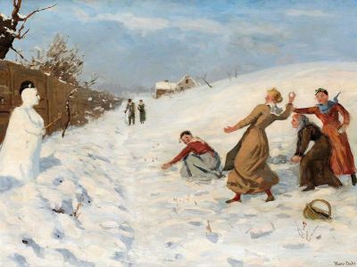 puzzle model Snowball fight and snowman