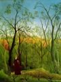 thumbnail Femme se promenant dans une forêt exotique
