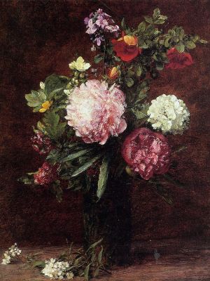 puzzle model Flowers, large bouquet with three peonies