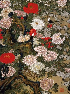 puzzle model Peonies and small birds