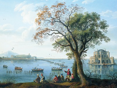 puzzle model Ferdinand IV hunting for coots on Lake Fusaro