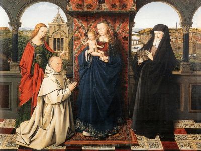 puzzle model Virgin and Child, with Saints and Donor