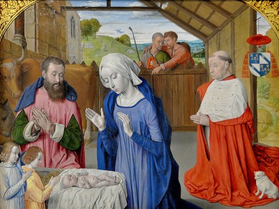 puzzle model Nativité avec le portrait du donateur, le cardinal Jean Rolin