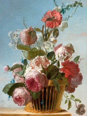 puzzle model A basket of roses, carnations, and narcissi