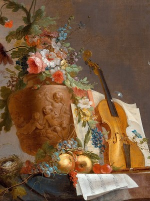 puzzle model till life with flowers and a violin