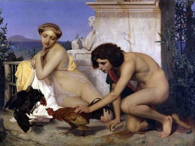 puzzle model Young Greeks and Cockfight