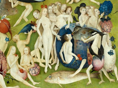 puzzle model The Garden of Earthly Delights, central panel - Detail duck feeding man (lower left side)