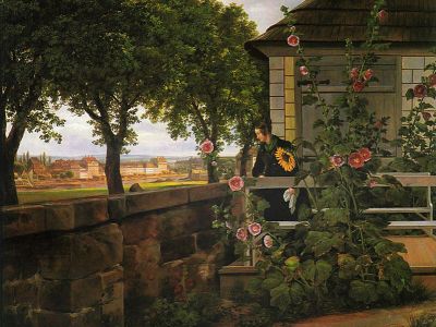 puzzle model Julie Vogel in her Garden in Dresden