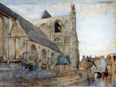 puzzle model Abbeville: Church of St Wulfran from the river