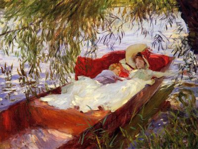 puzzle model Lady and Child asleep in a Punt under the Willows