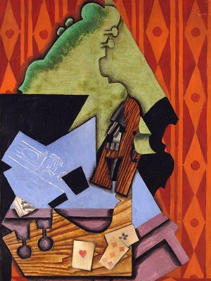 puzzle model Violin And Playing Cards On A Table