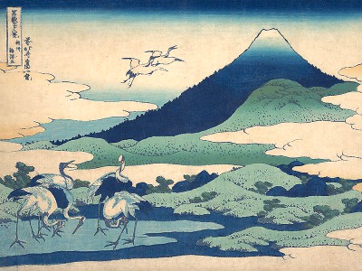 puzzle model Cranes at Umezawa Manor, nearby Mount Fuji