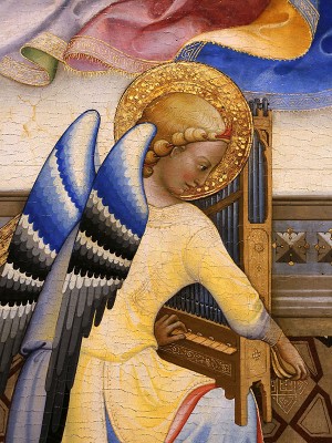 puzzle model Angel with a portable organ (organetto) : detail