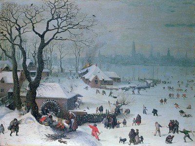 puzzle model Winter Landscape with Snowfall near Antwerp