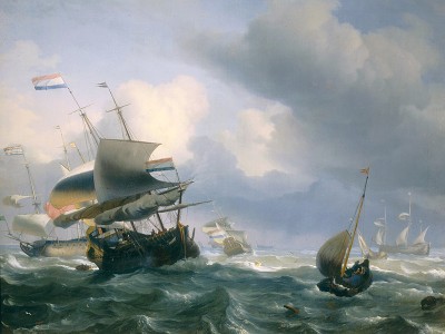 puzzle model An English Vessel and a Man-of-war in a Rough Sea