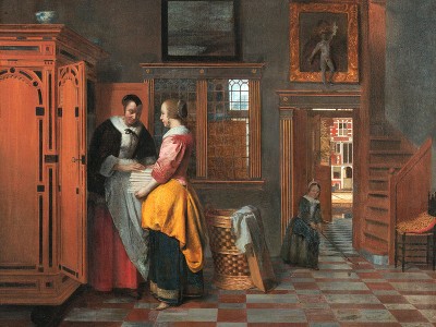 puzzle model Interior with Women beside a Linen Cupboard
