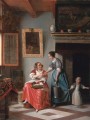 thumbnail Interior with a young lady handing a coin to a maidservant