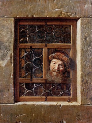 puzzle model Old man looking through the window