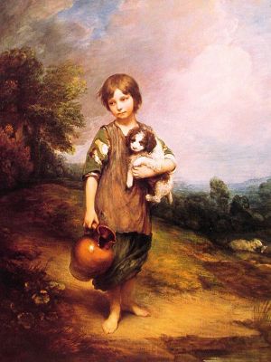 puzzle model Fille de ferme avec chien et pichet