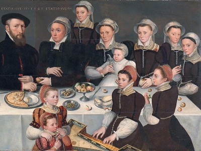 puzzle model Pierre de Moucheron, his Wife, their 18 Children, their Son-in-Law  and their first Grandchild