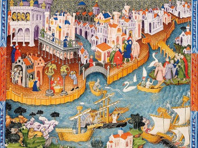 puzzle model Marco Polo leaving Venice on his journey to China (miniature)