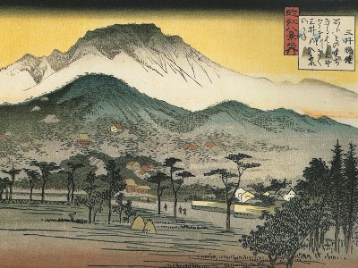 puzzle model 8 Views of Omi. 1. Evening View of a Temple in the Hills