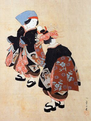 puzzle model Deux Kamuro attendant une geisha
