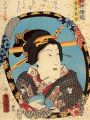 thumbnail Iwai Hanshiro, jouant une geisha, reflété dans un miroir.