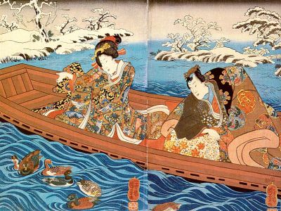 puzzle model Le Prince Genji et ses compagnes observent des canards dans une rivière River